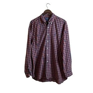 Ralph Lauren Red Black Plaid Blake Collection Button Down Long Sleeve Shirt